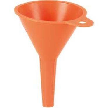 Plastic funnel with rigid spout